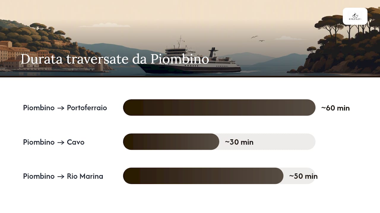 Tabella comparativa delle tratte dei traghetti per l’Elba: tempi di percorrenza e compagnie di navigazione a confronto