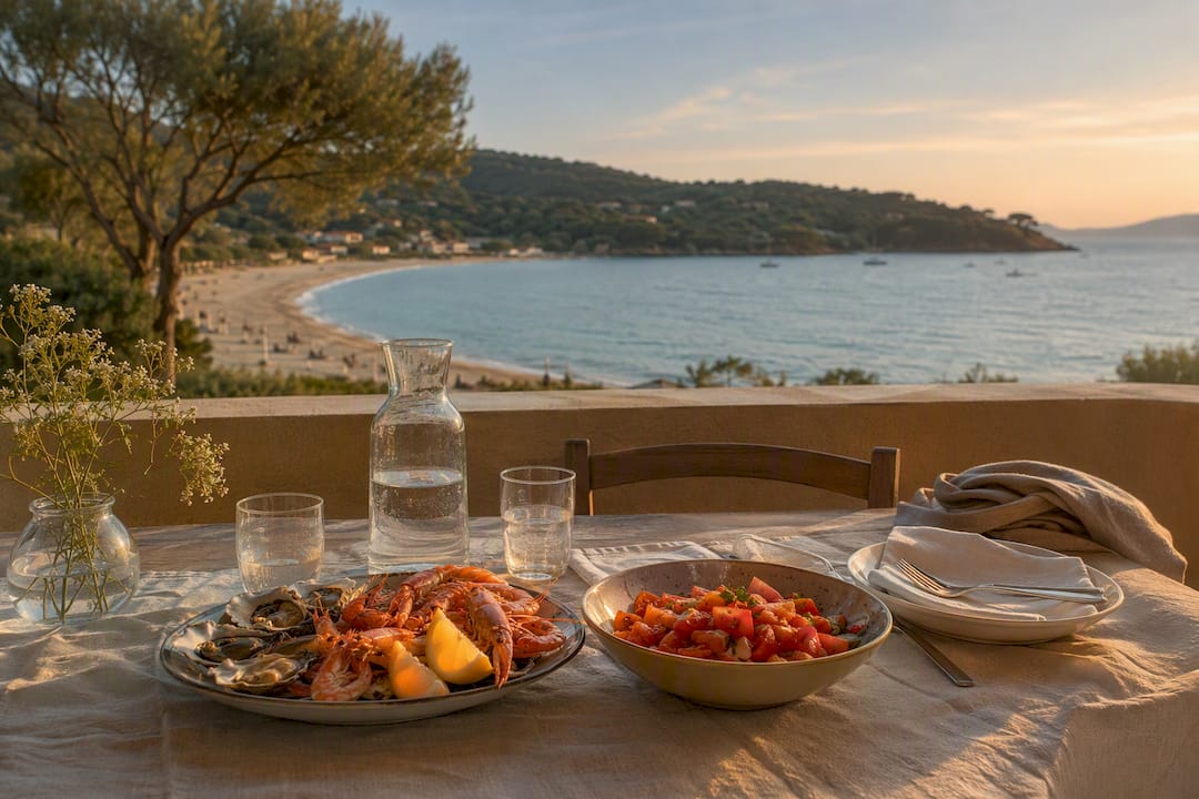 Terrazza sul mare con tavolo da pranzo e vista sul mare
